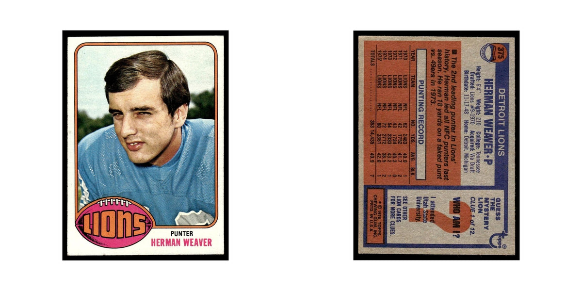 1976 Topps Herman Weaver Lions #375