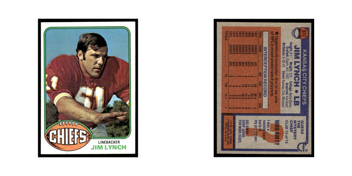 1976 Topps Jim Lynch RC Chiefs #517