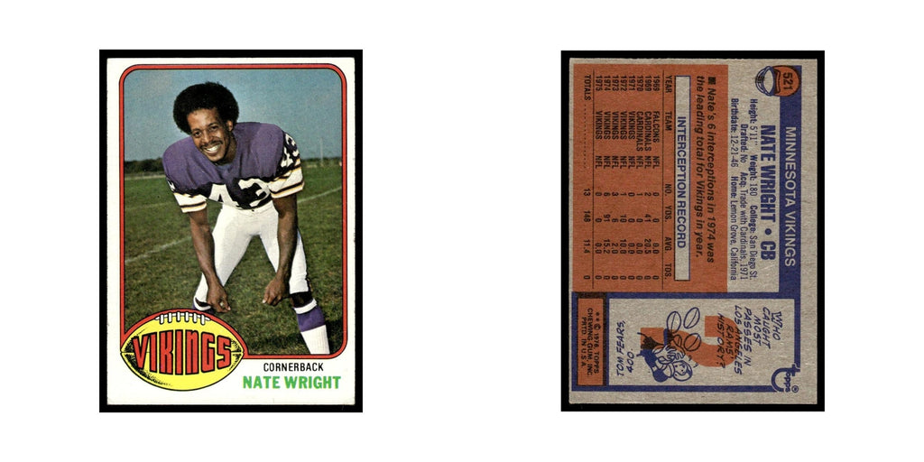 1976 Topps Nate Wright Vikings #521