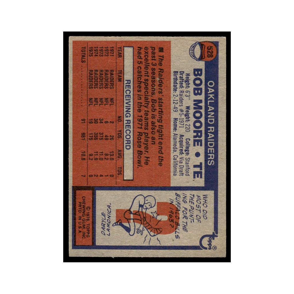1976 Topps Bob Moore Raiders #528