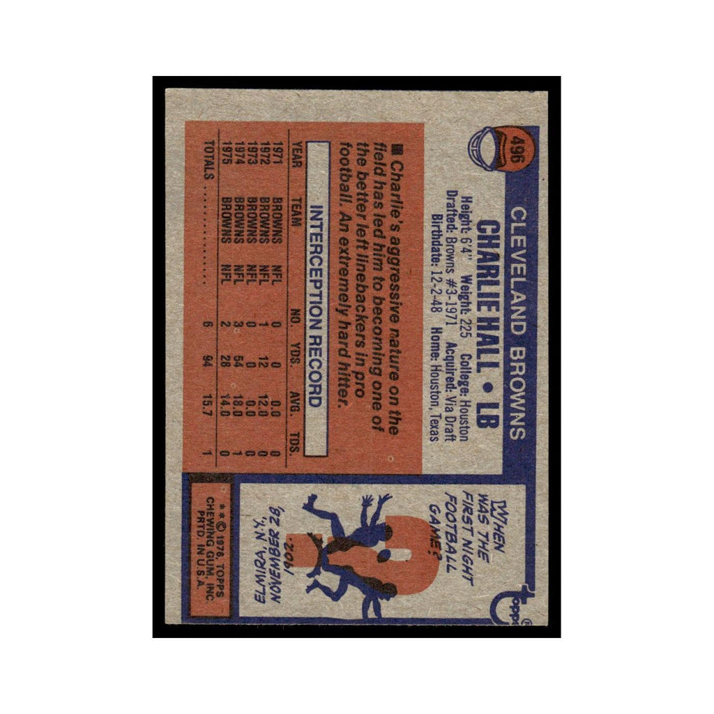 1976 Topps Charlie Hall Browns #496
