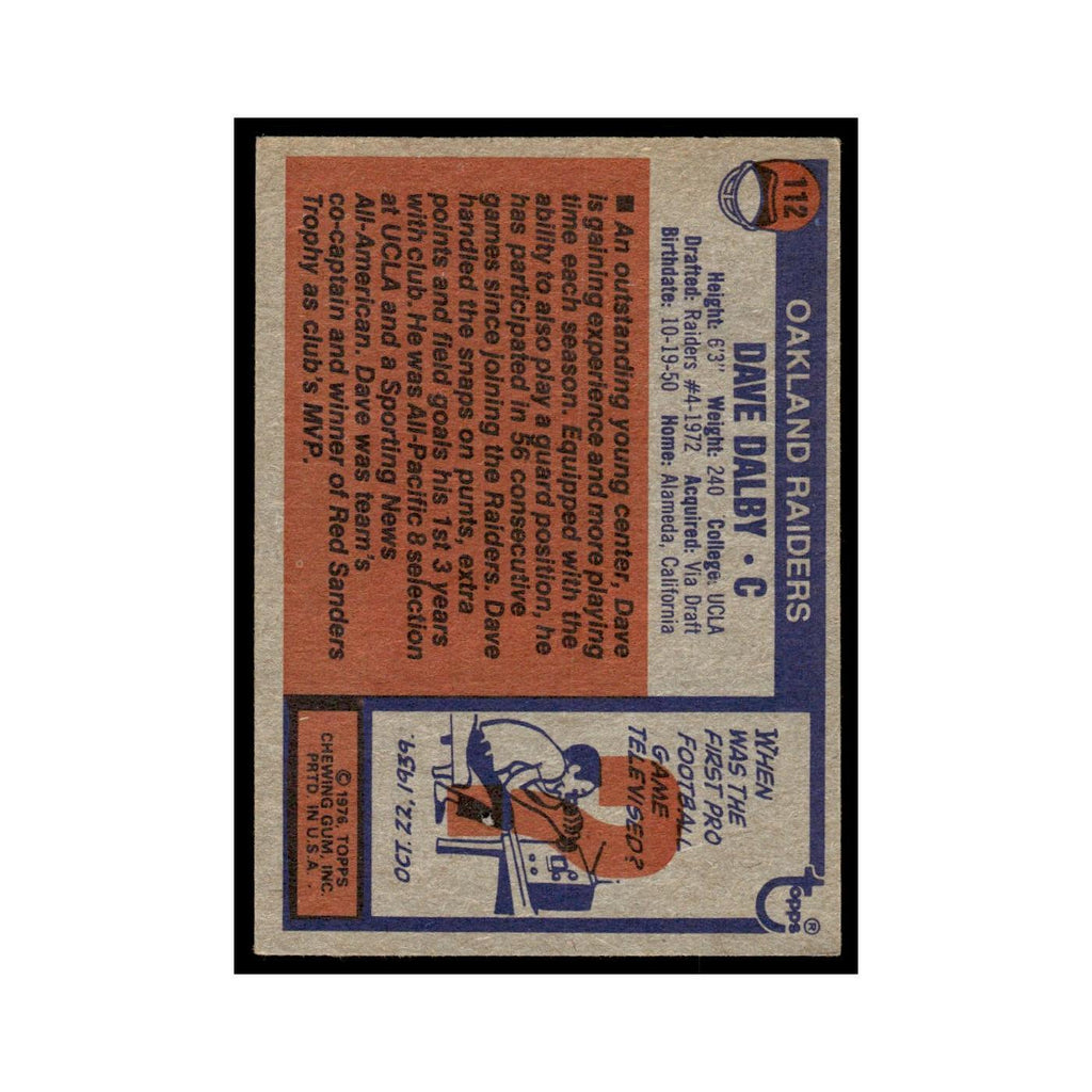 1976 Topps Dave Dalby Raiders #112
