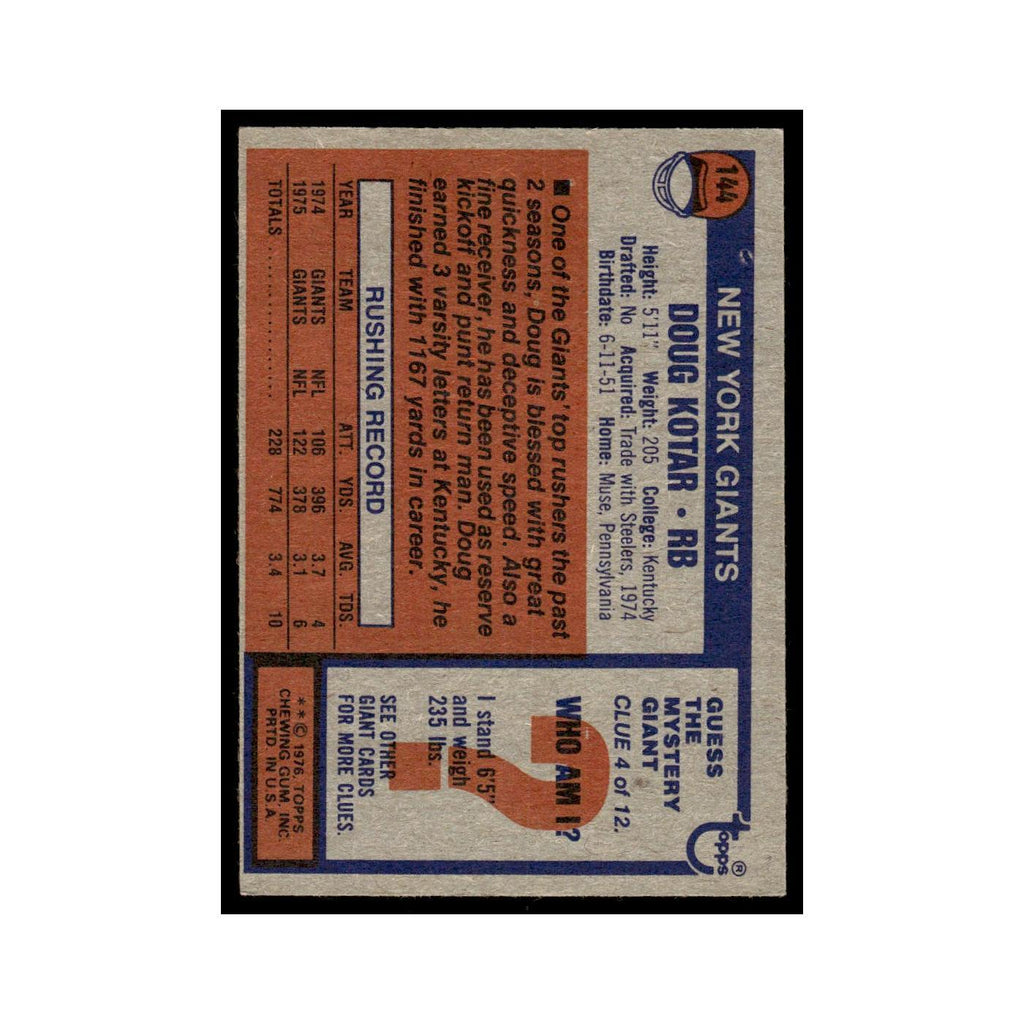 1976 Topps Doug Kotar Giants #144