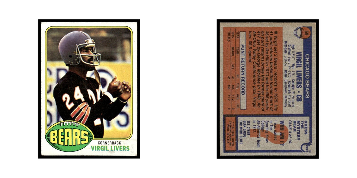 1976 Topps Virgil Livers RC Bears #59