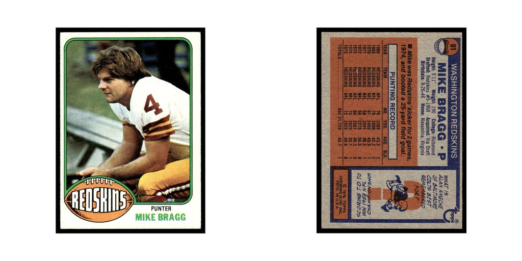 1976 Topps Mike Bragg Redskins #91