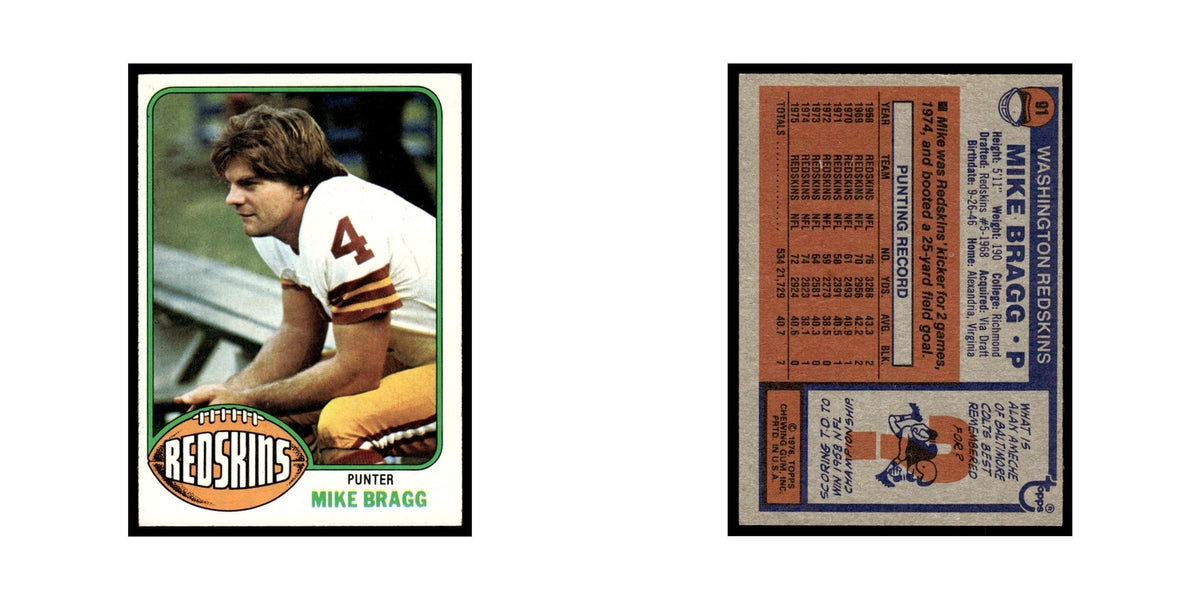 1976 Topps Mike Bragg Redskins #91