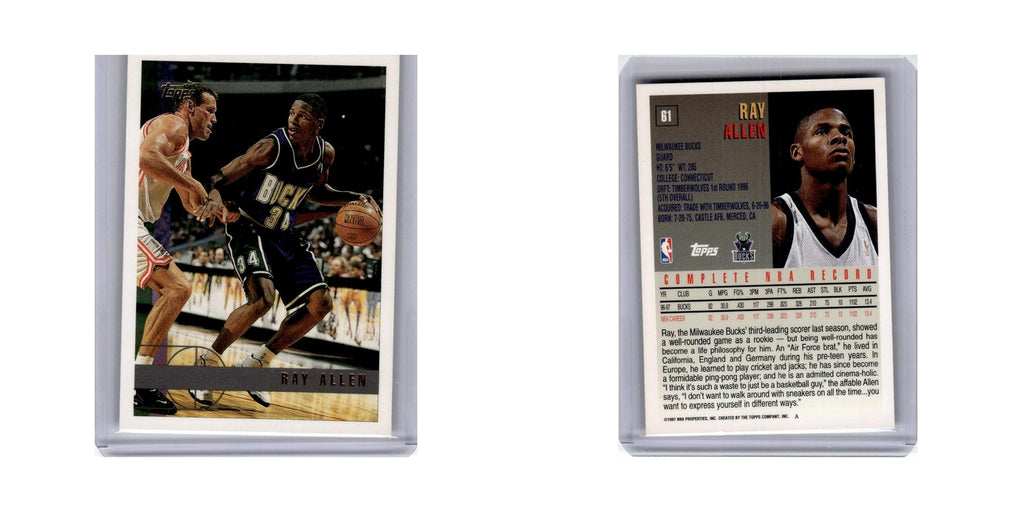 Ray Allen 1997 Topps #61 Milwaukee Bucks Basketball Card NM