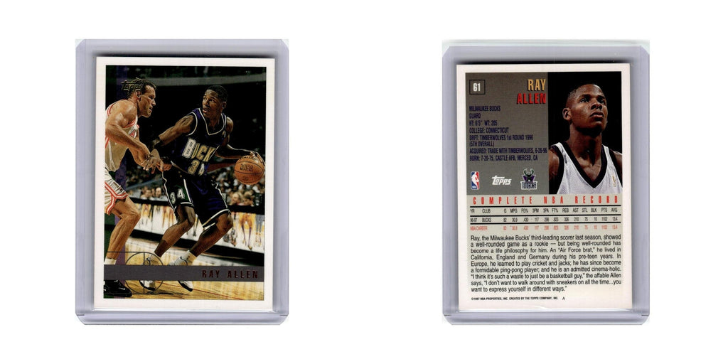 Ray Allen 1997 Topps #61 Milwaukee Bucks Basketball Card NM
