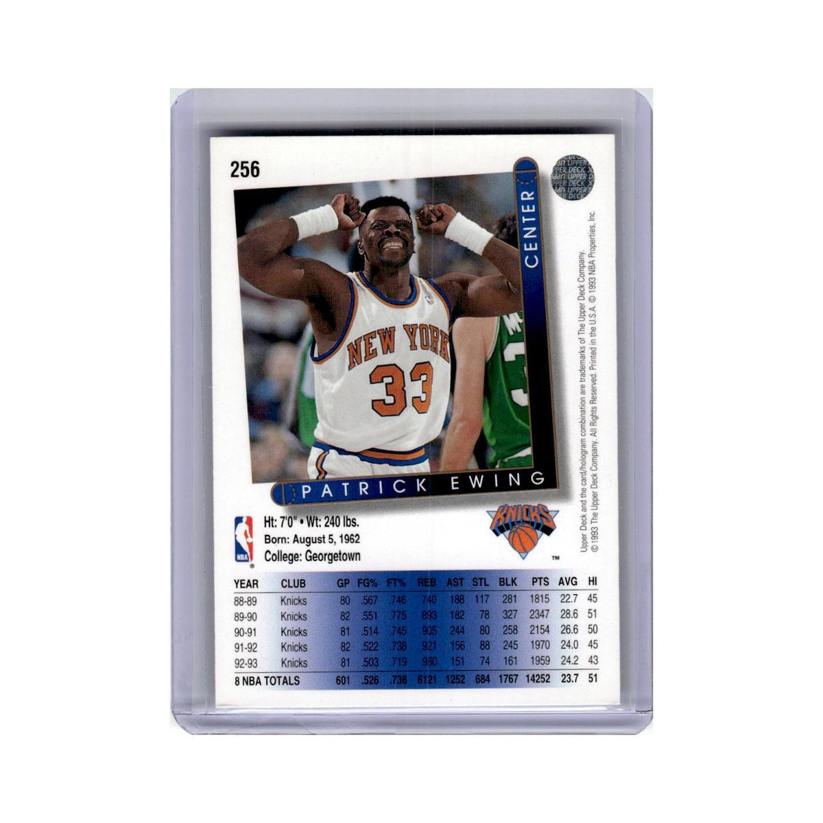 Patrick Ewing 1993 Upper Deck #256 New York Knicks Basketball Card NM