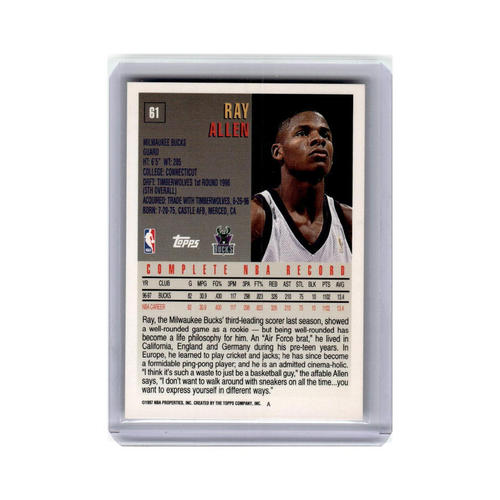 Ray Allen 1997 Topps #61 Milwaukee Bucks Basketball Card NM