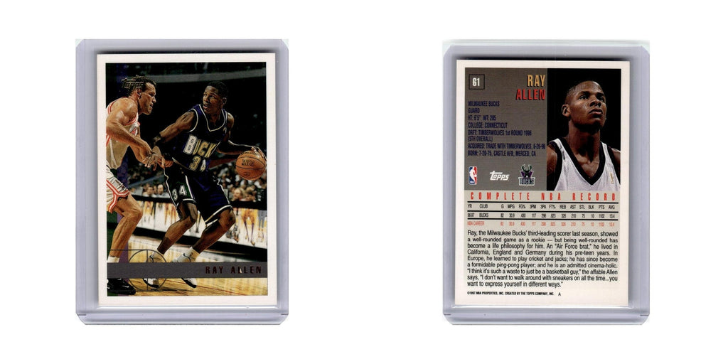 Ray Allen 1997 Topps #61 Milwaukee Bucks Basketball Card NM