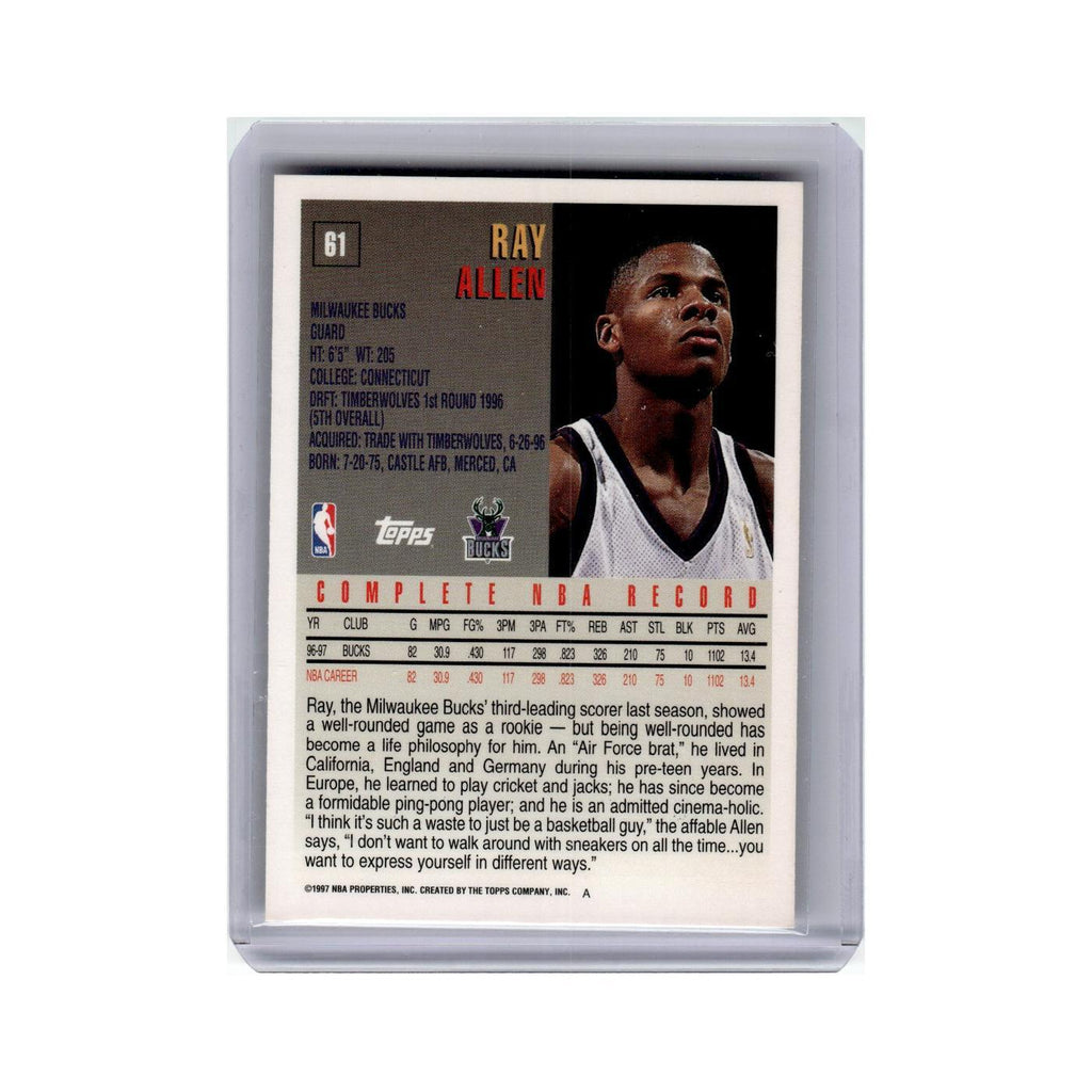 Ray Allen 1997 Topps #61 Milwaukee Bucks Basketball Card NM