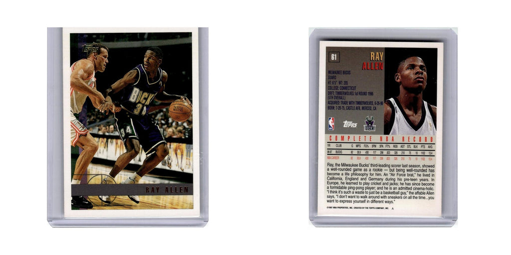 Ray Allen 1997 Topps #61 Milwaukee Bucks Basketball Card NM