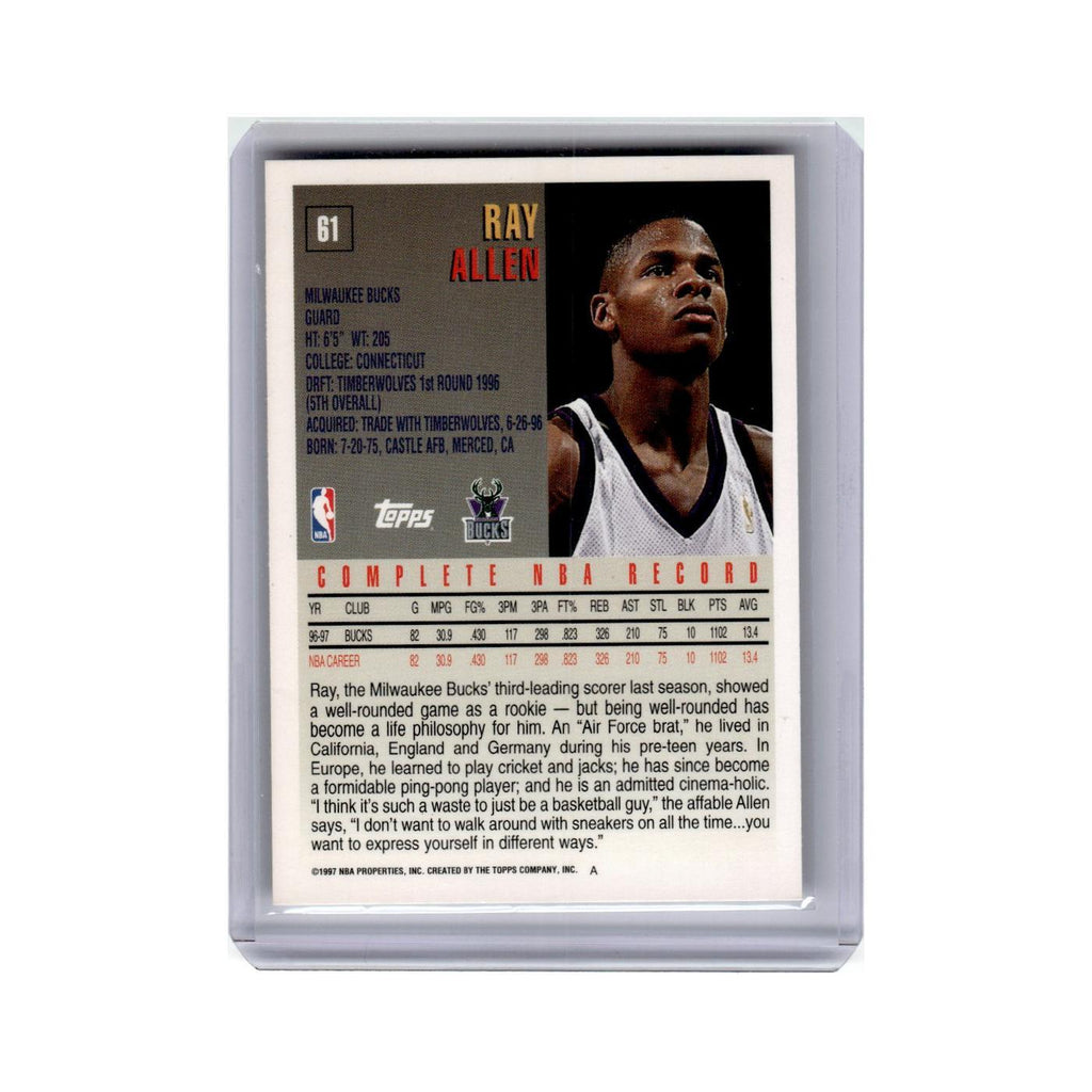 Ray Allen 1997 Topps #61 Milwaukee Bucks Basketball Card NM