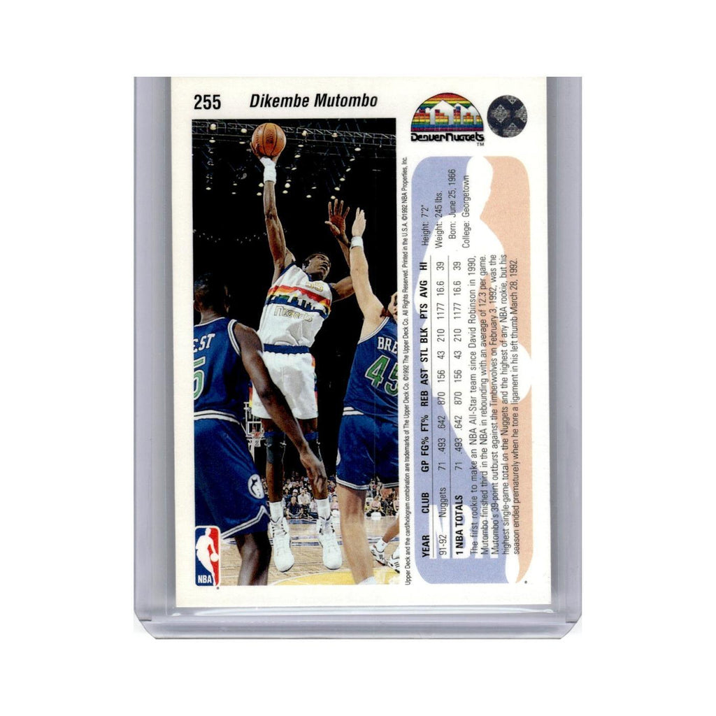 Dikembe Mutombo 1992 Upper Deck #255 Denver Nuggets Basketball Card NM