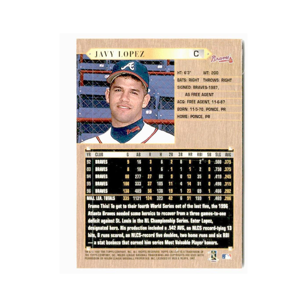 Javy Lopez 1997 Topps Gallery #100 Atlanta Braves Baseball Card NM