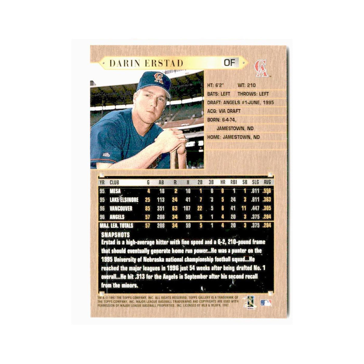 Darin Erstad 1997 Topps Gallery #147 California Angels Baseball Card NM