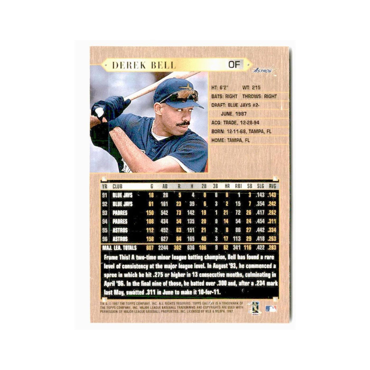 Derek Bell 1997 Topps Gallery #125 Houston Astros Baseball Card NM