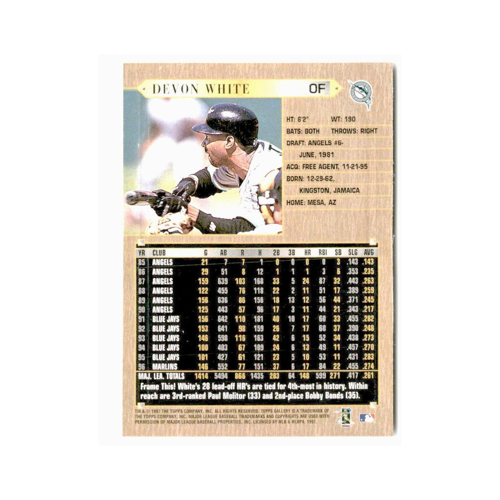 Devon White 1997 Topps Gallery #2 Florida Marlins Baseball Card NM