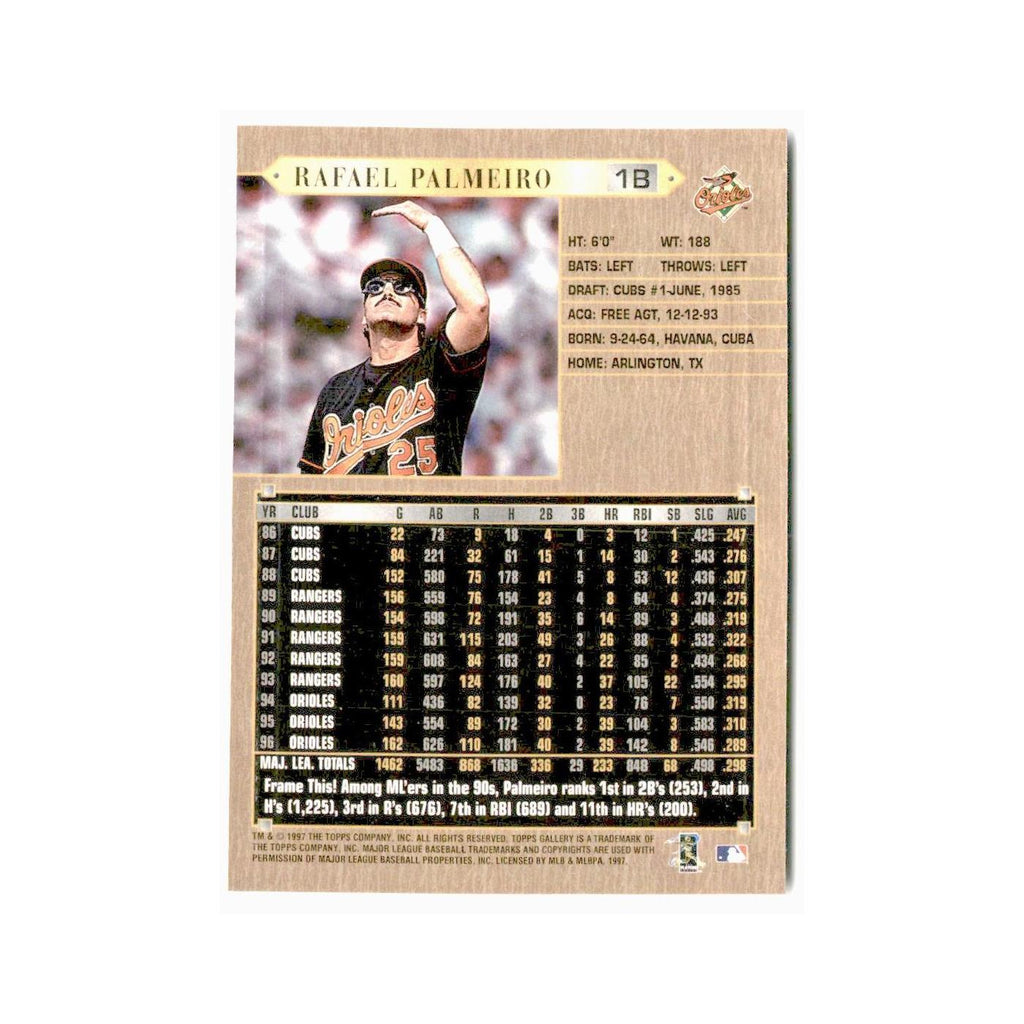 Rafael Palmeiro 1997 Topps Gallery #36 Baltimore Orioles Baseball Card NM