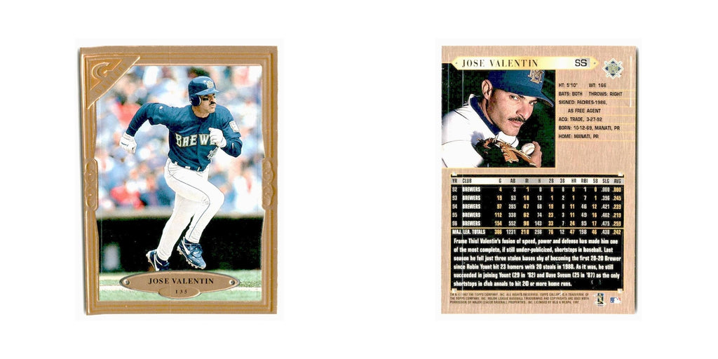 Jose Valentin 1997 Topps Gallery #135 Milwaukee Brewers Baseball Card NM