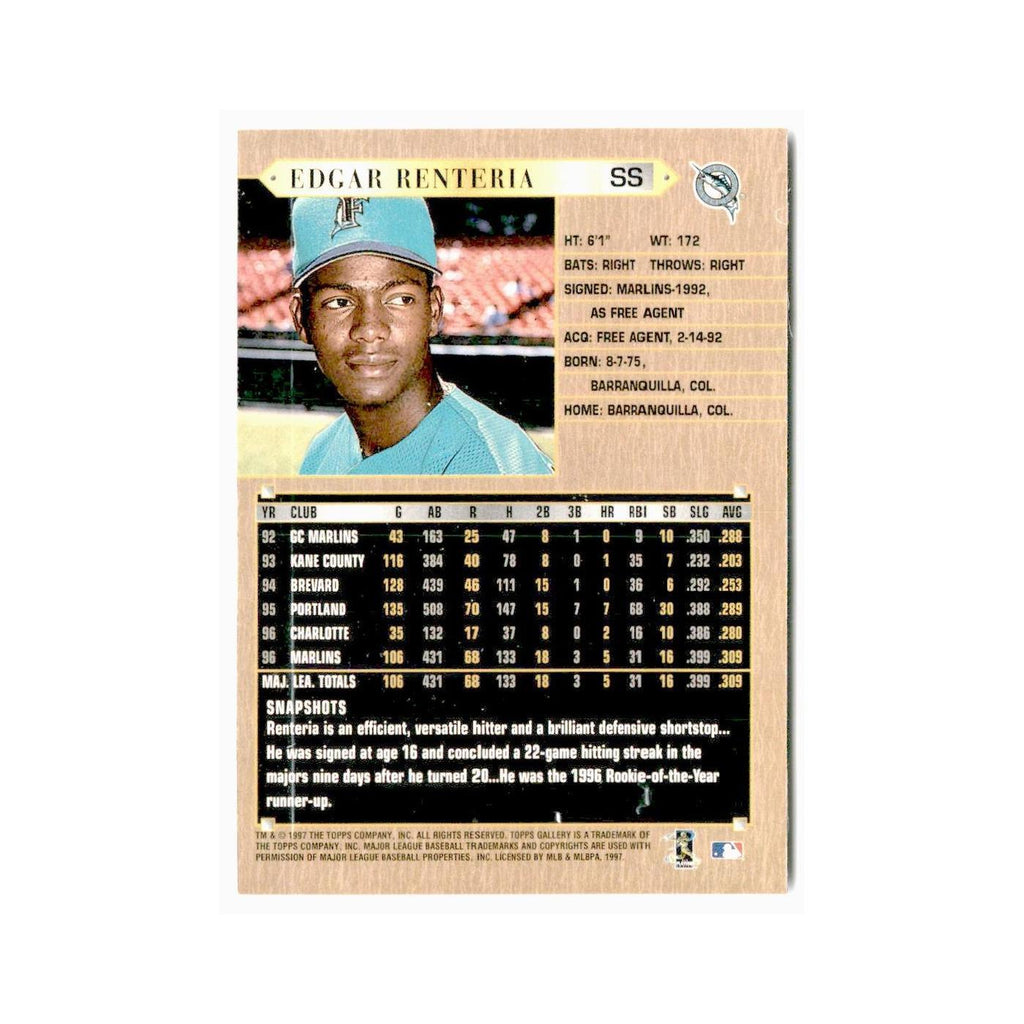 Edgar Renteria 1997 Topps Gallery #142 Florida Marlins Baseball Card NM