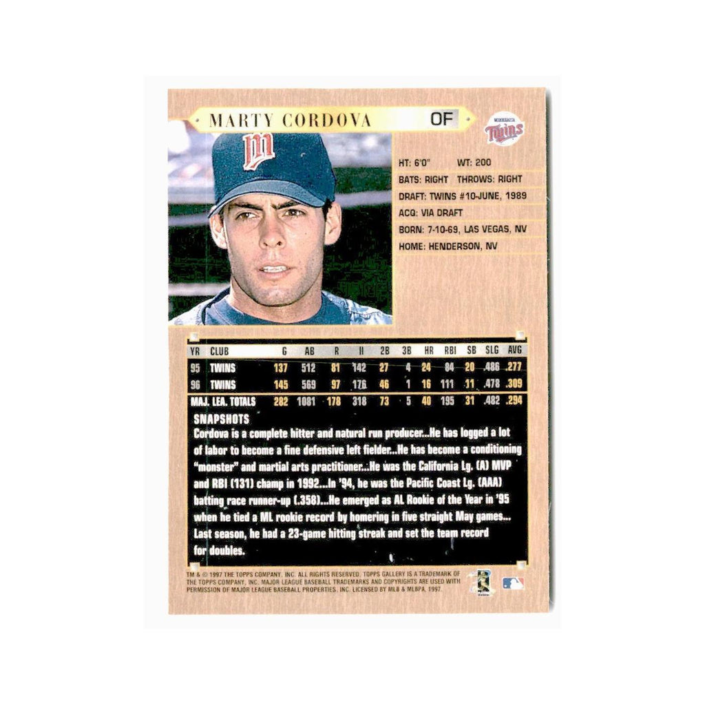 Marty Cordova 1997 Topps Gallery #165 Minnesota Twins Baseball Card NM