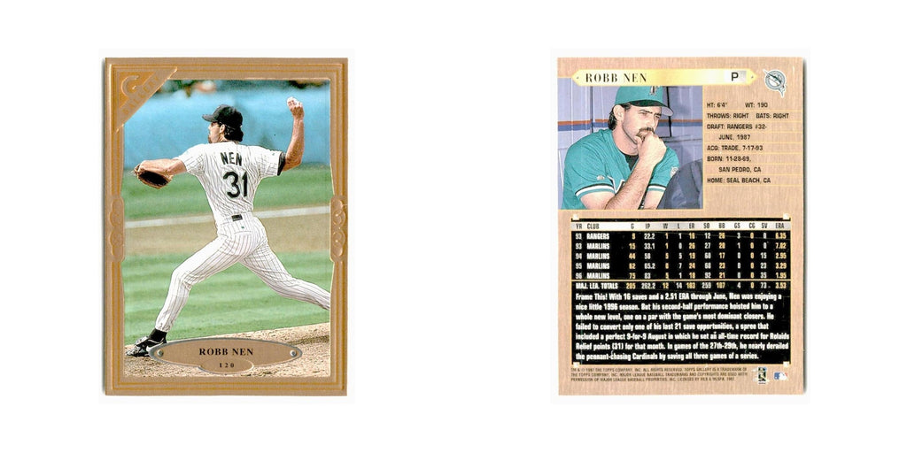 Robb Nen 1997 Topps Gallery #120 Florida Marlins Baseball Card NM