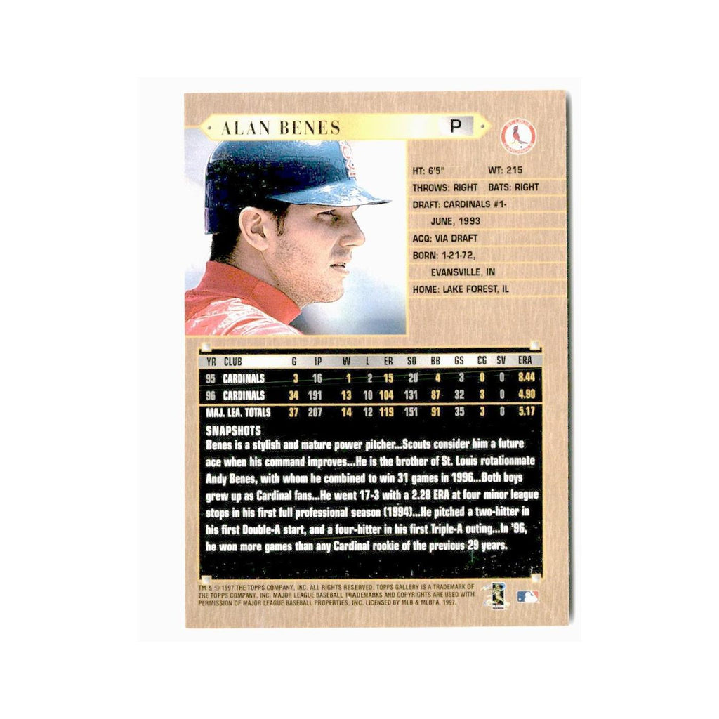 Alan Benes 1997 Topps Gallery #176 St. Louis Cardinals Baseball Card NM