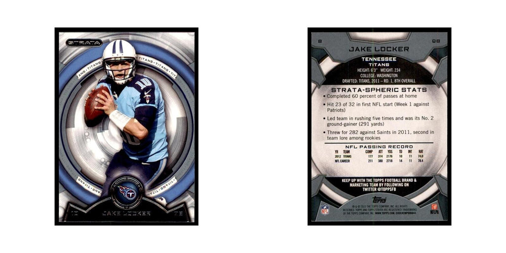 2013 Topps Strata Jake Locker Football Cards #8