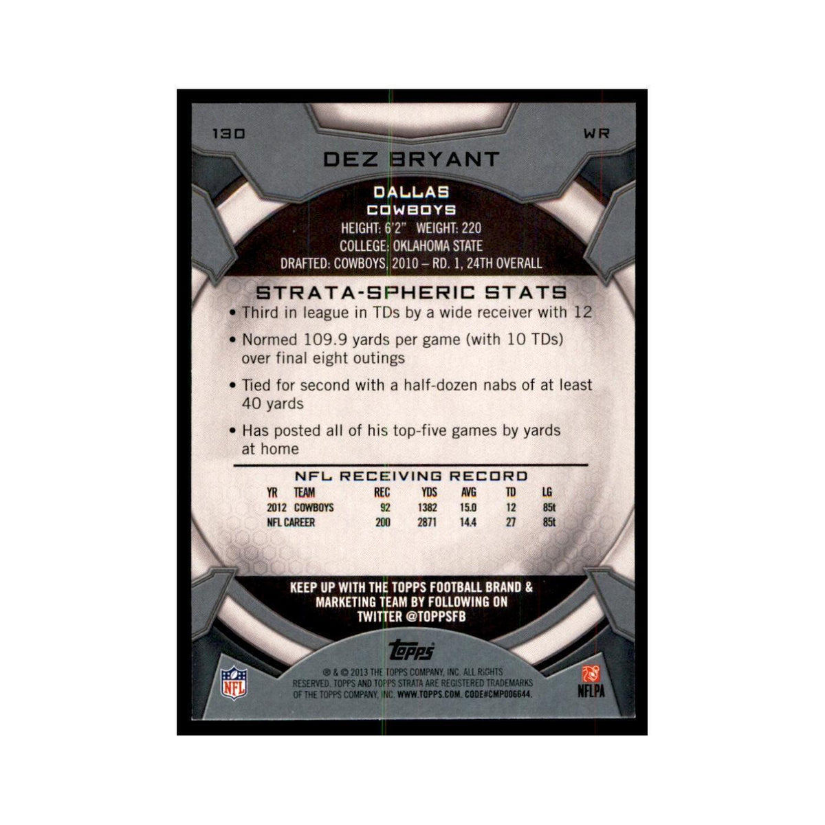 2013 Topps Strata Dez Bryant Football Cards #130