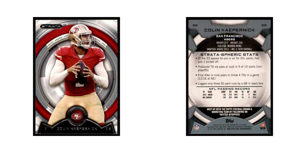 2013 Topps Strata Colin Kaepernick Football Cards #99