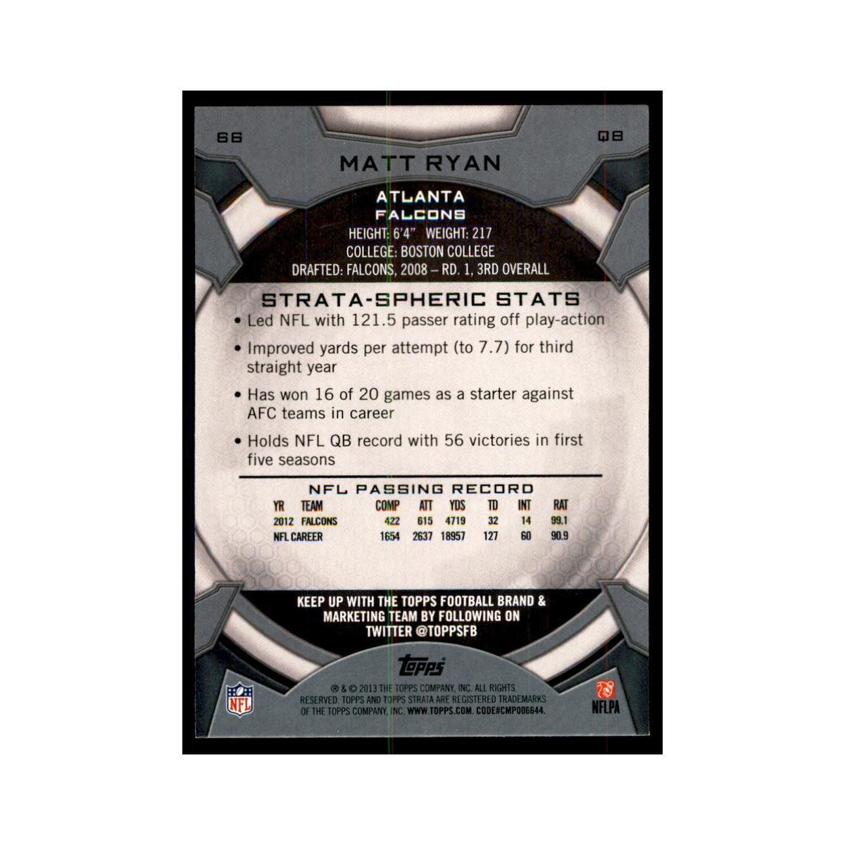 2013 Topps Strata Matt Ryan Football Cards #66
