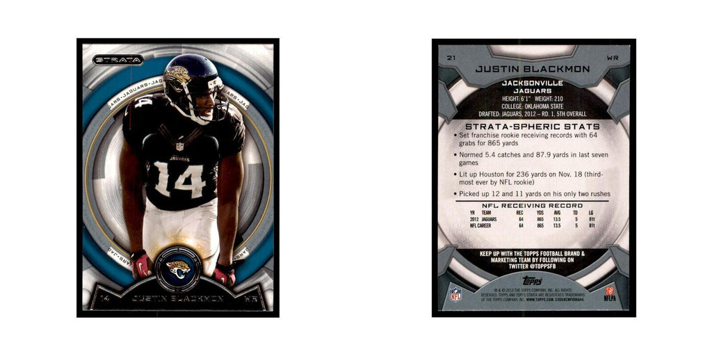 2013 Topps Strata Justin Blackmon Football Cards #21
