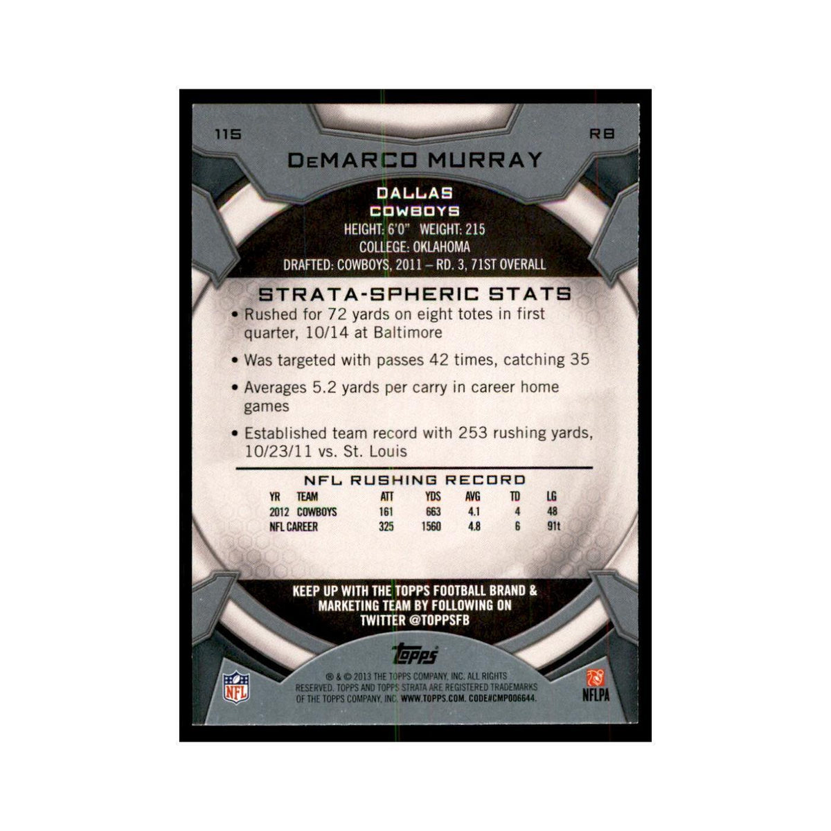2013 Topps Strata DeMarco Murray Football Cards #115