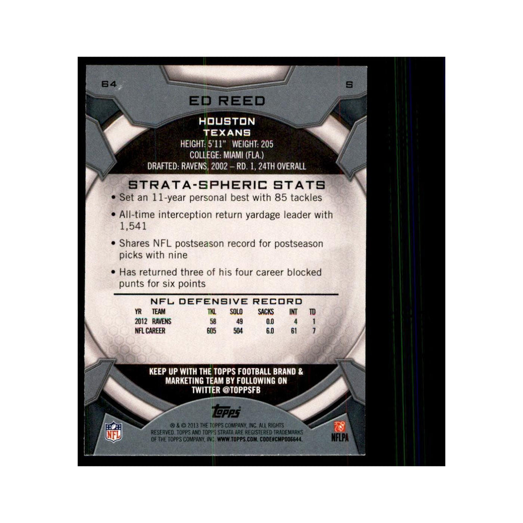 2013 Topps Strata Ed Reed Football Cards #64