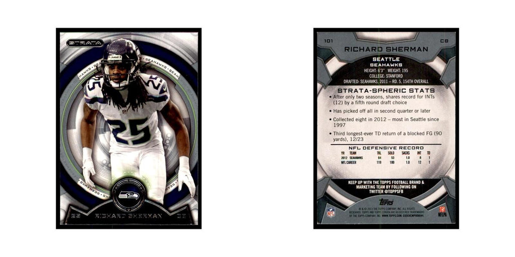 2013 Topps Strata Richard Sherman Football Cards #101