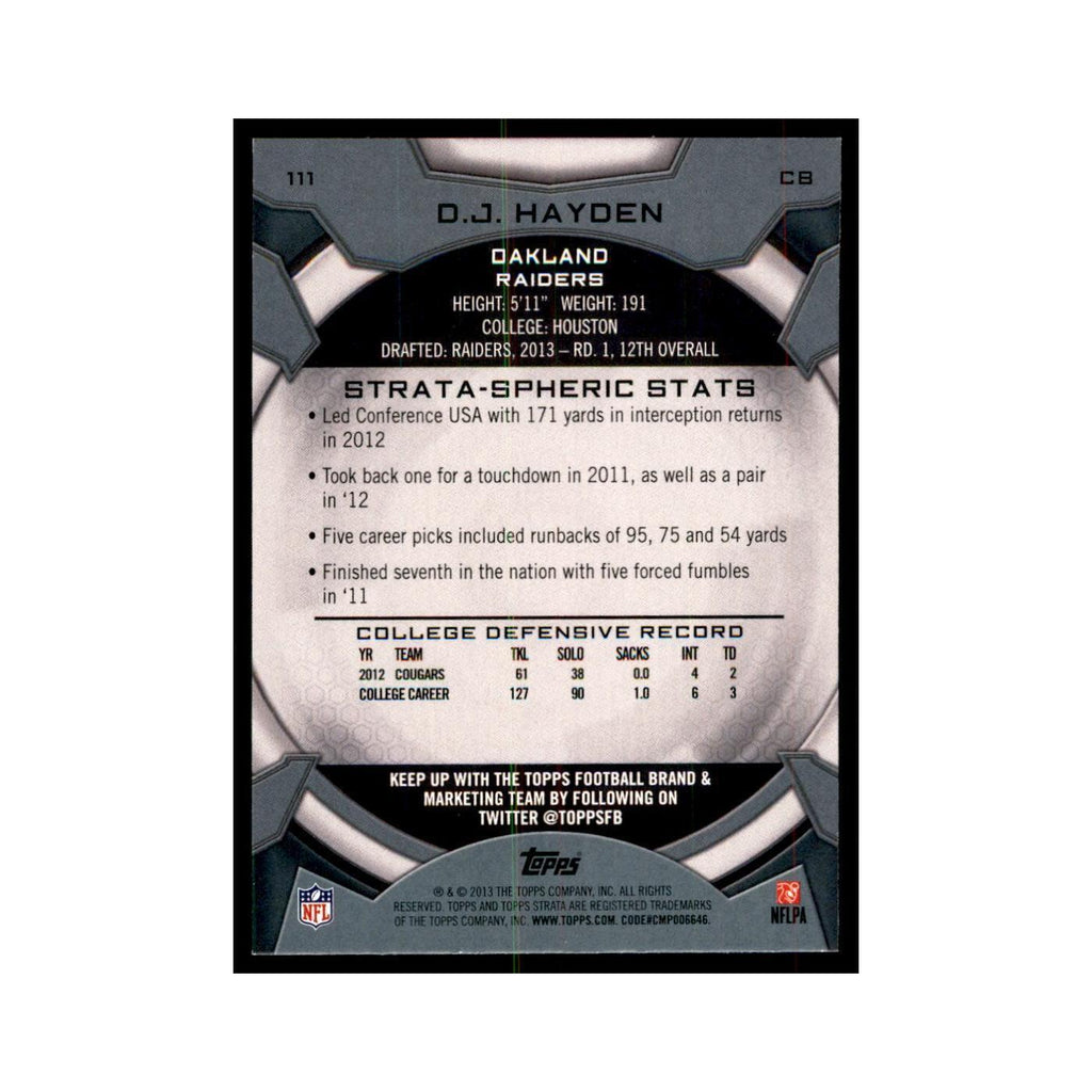 2013 Topps Strata D.J. Hayden RC Football Cards #111