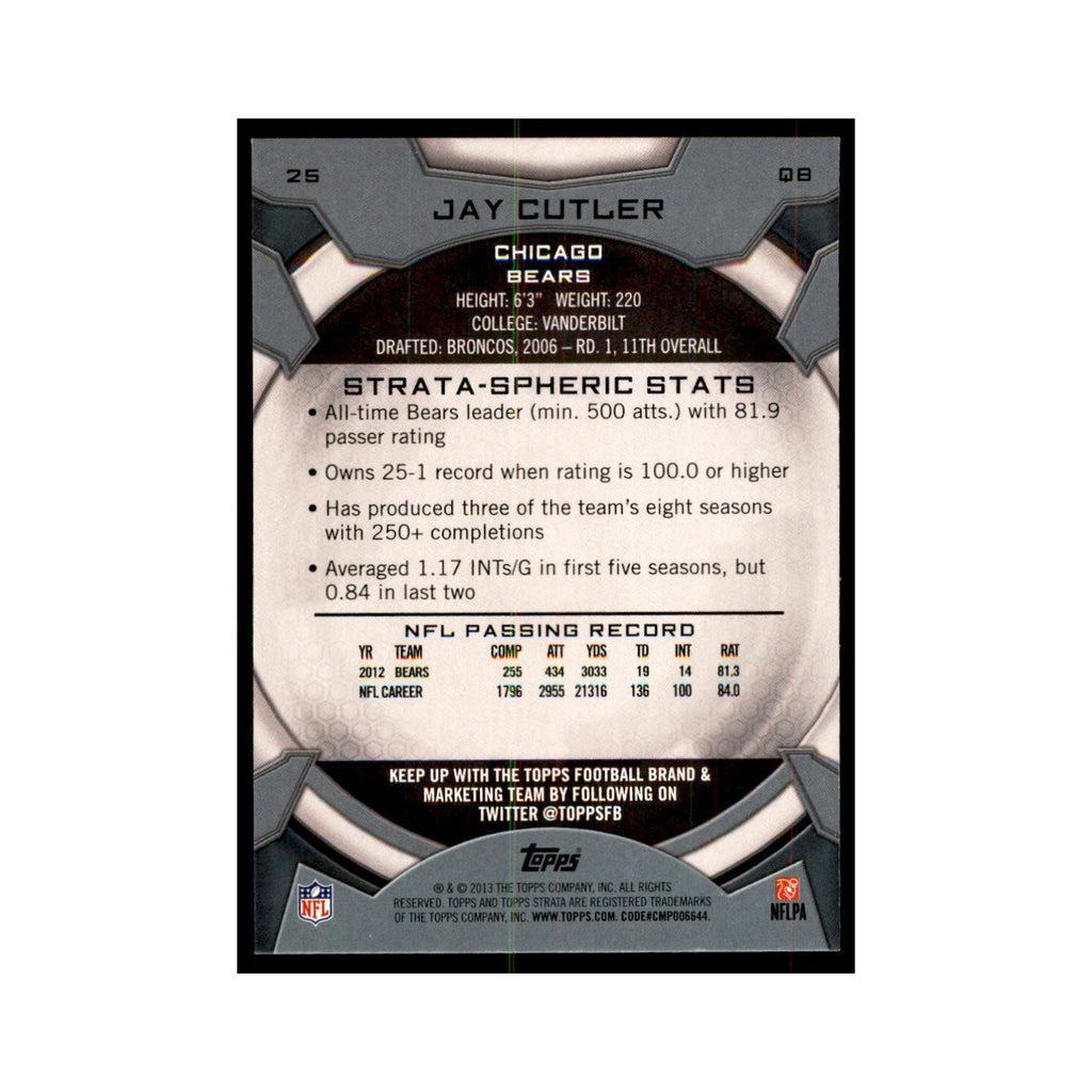 2013 Topps Strata Jay Cutler Football Cards #25