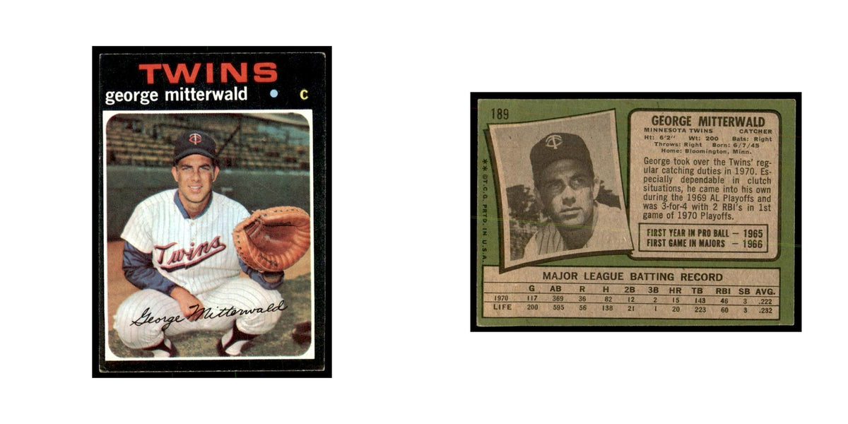 1971 Topps George Mitterwald Baseball Cards #189