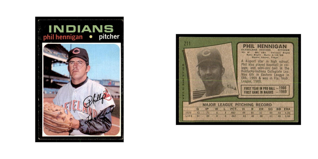 1971 Topps Phil Hennigan Baseball Cards #211