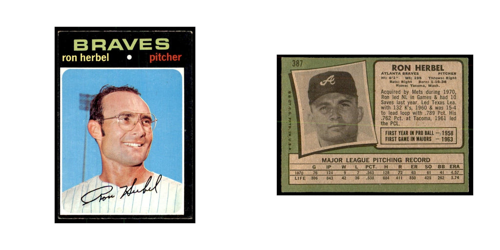 1971 Topps Ron Herbel Baseball Cards #387