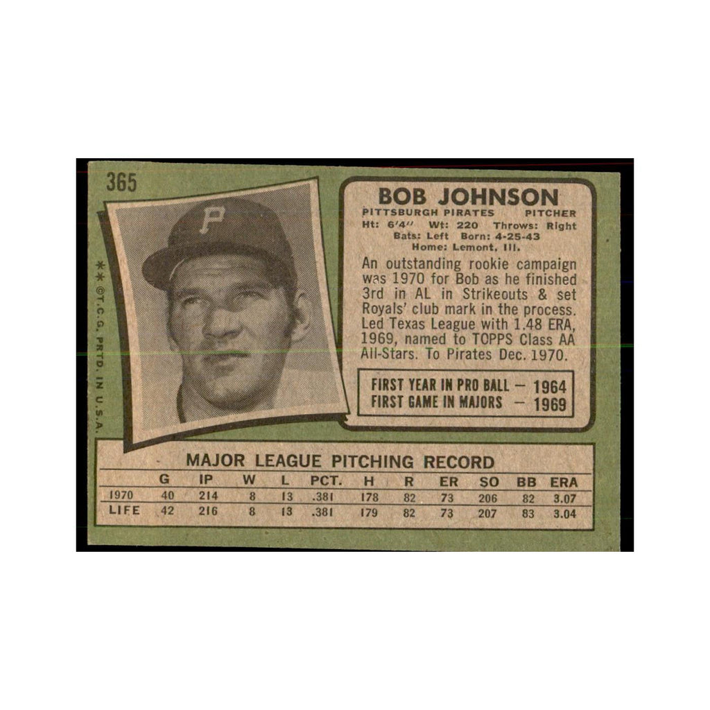 1971 Topps Bob Johnson Baseball Cards #365