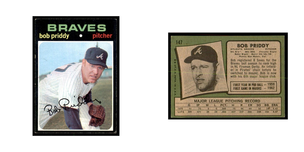 1971 Topps Bob Priddy Baseball Cards #147