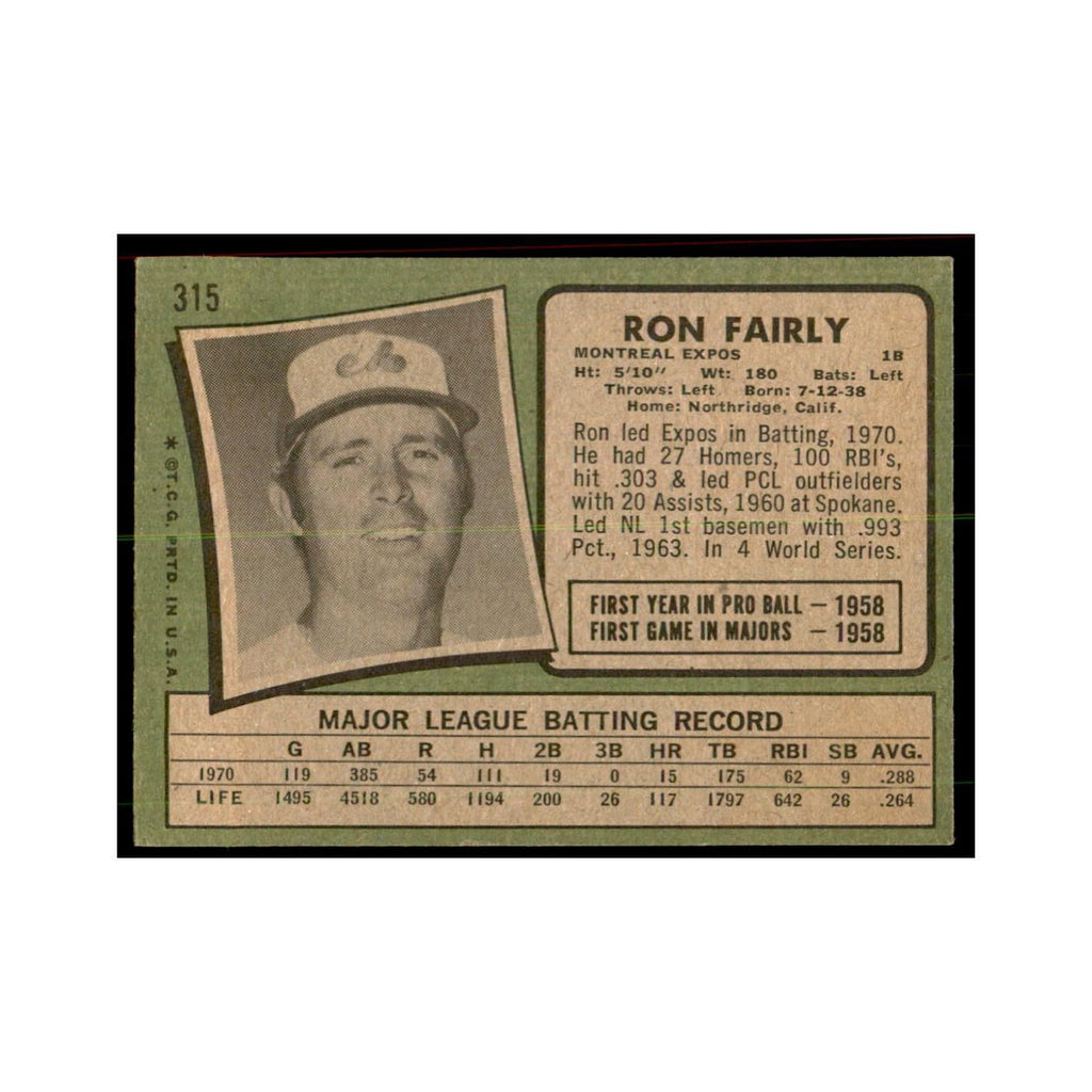 1971 Topps Ron Fairly Baseball Cards #315