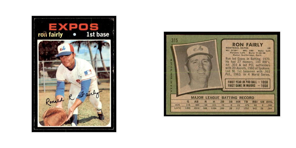 1971 Topps Ron Fairly Baseball Cards #315