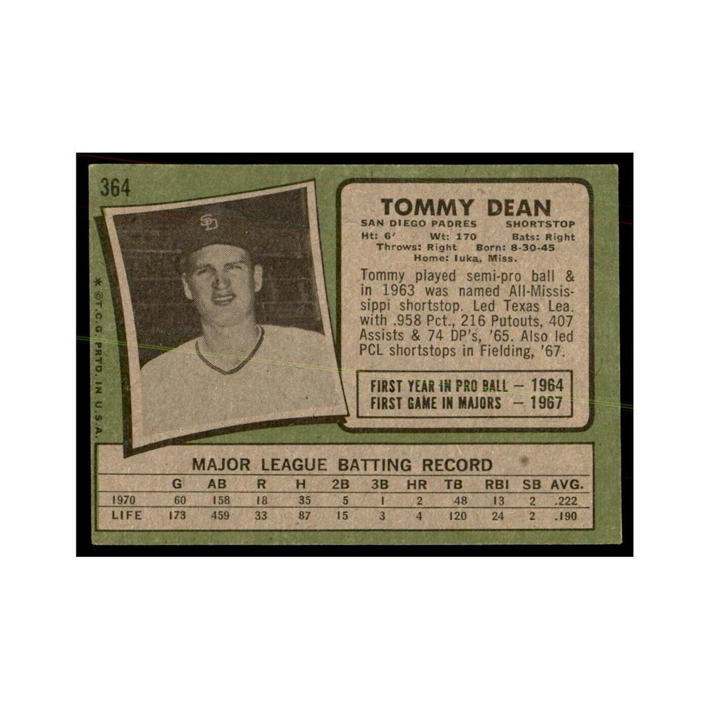 1971 Topps Tommy Dean Baseball Cards #364