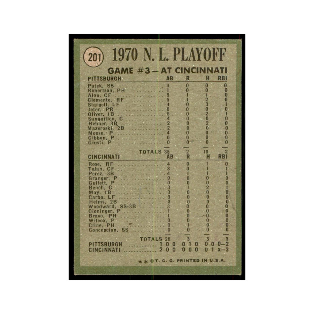 1971 Topps NL Playoffs Game 3 - Cline Scores Winning Run! Baseball Cards #201