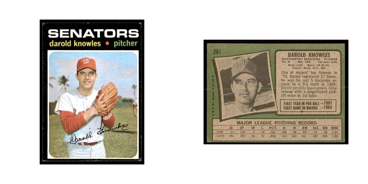 1971 Topps Darold Knowles Baseball Cards #261