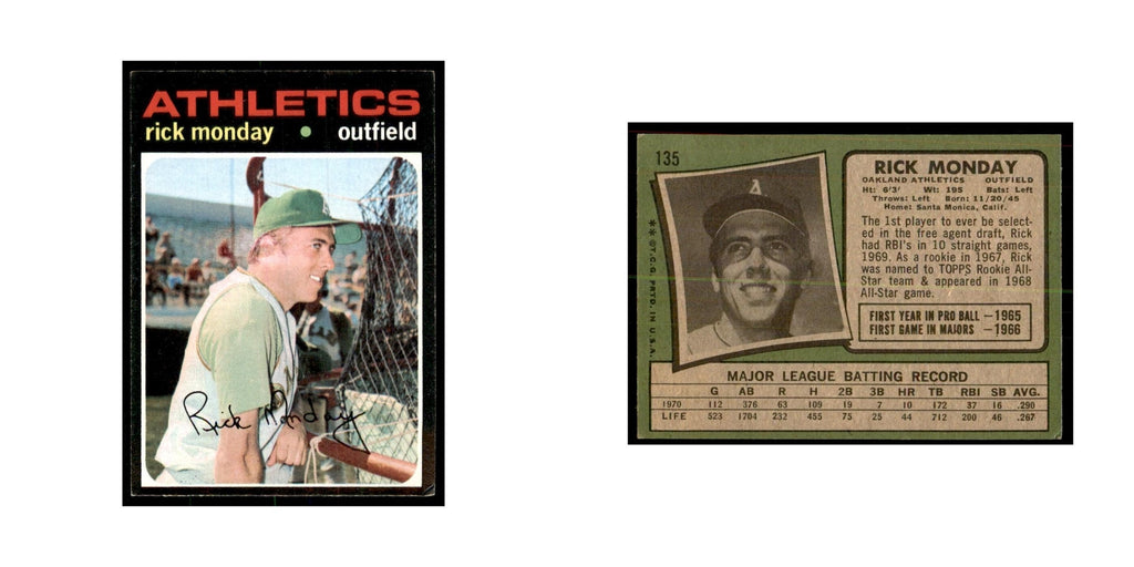 1971 Topps Rick Monday Baseball Cards #135